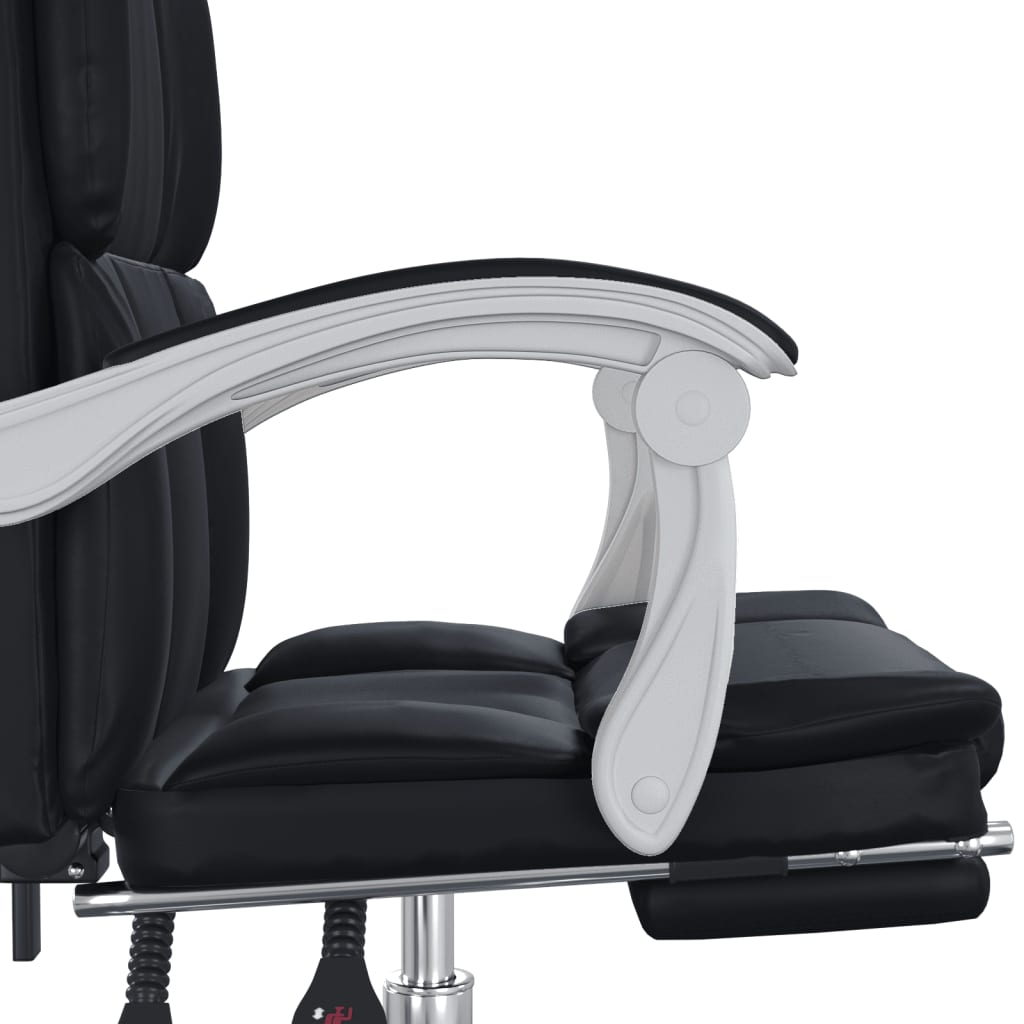 vidaXL Reclining Office Chair Black Faux Leather