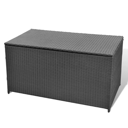 vidaXL Patio Storage Box Black 47.2"x19.7"x23.6" Poly Rattan