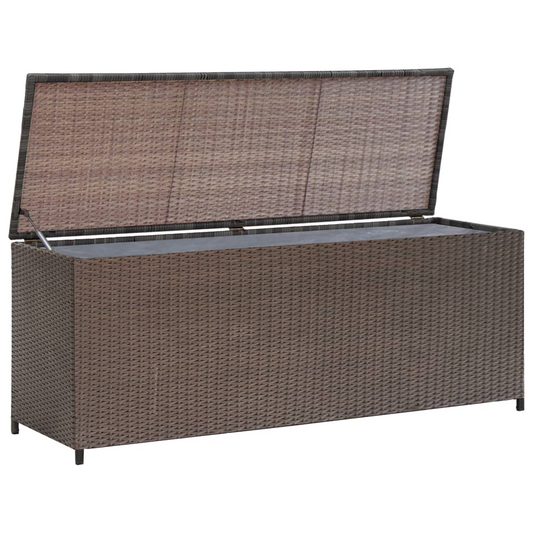 vidaXL Patio Storage Box Brown 47.2"x19.7"x23.6" Poly Rattan