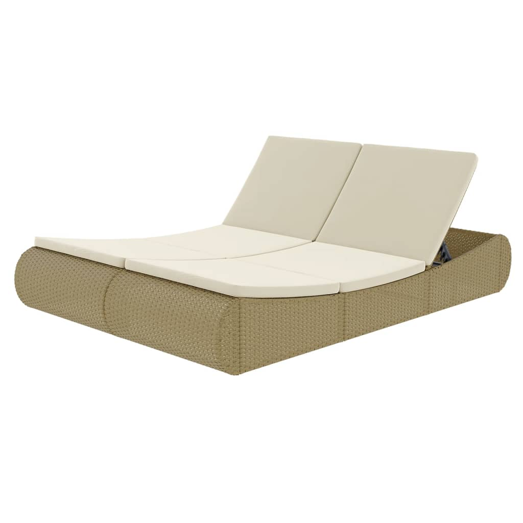 vidaXL Patio Lounge Bed Poly Rattan Beige