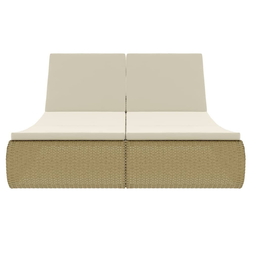 vidaXL Patio Lounge Bed Poly Rattan Beige