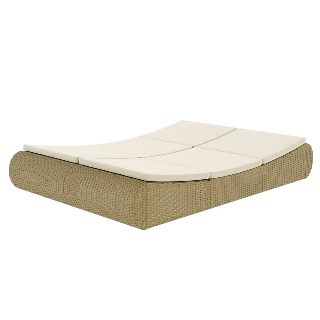 vidaXL Patio Lounge Bed Poly Rattan Beige