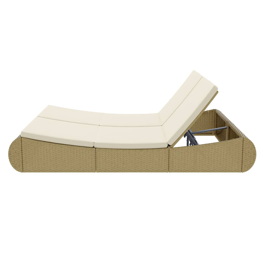 vidaXL Patio Lounge Bed Poly Rattan Beige