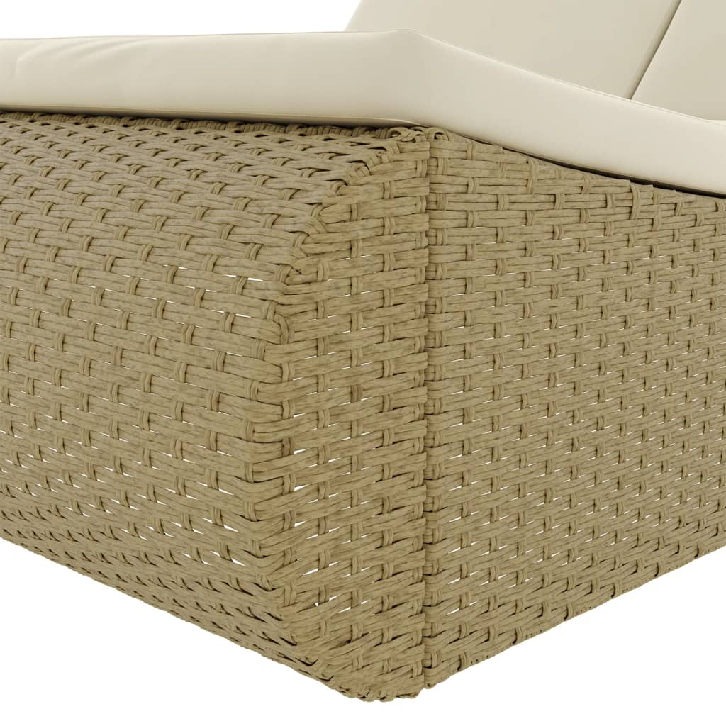 vidaXL Patio Lounge Bed Poly Rattan Beige