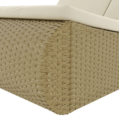 vidaXL Patio Lounge Bed Poly Rattan Beige