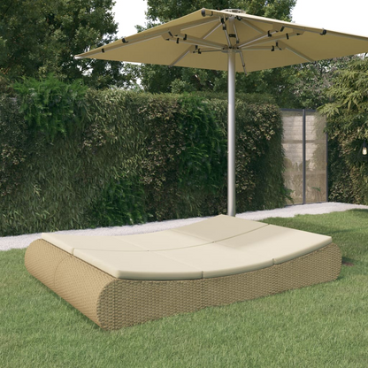 vidaXL Patio Lounge Bed Poly Rattan Beige