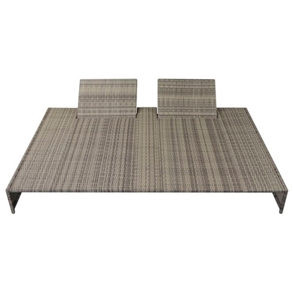 vidaXL Double Sun Lounger with Cushion Poly Rattan Gray