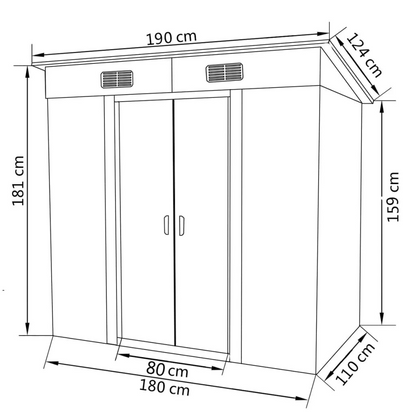 vidaXL Garden Shed Gray Metal 74.8"x48.8"x71.3"