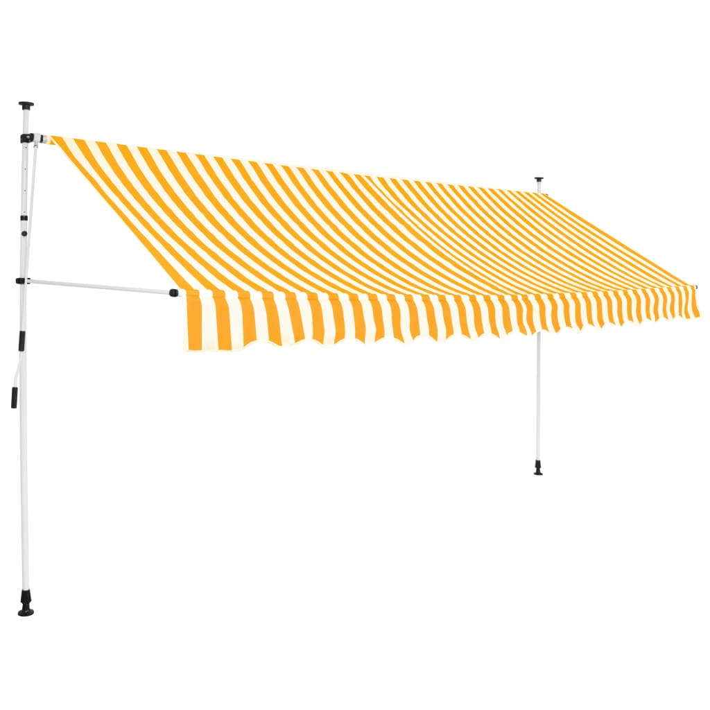 vidaXL Manual Retractable Awning 157.5" Orange and White Stripes