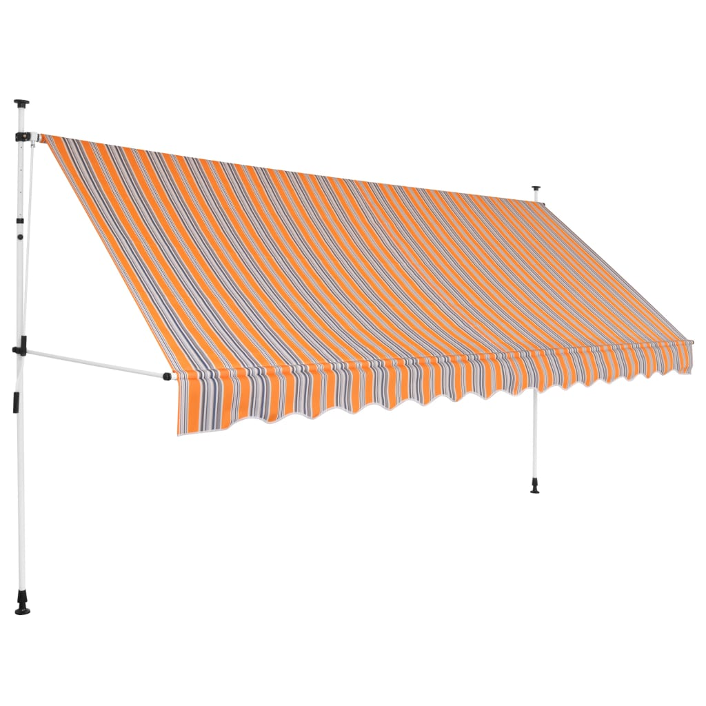 vidaXL Manual Retractable Awning 157.5" Yellow and Blue Stripes