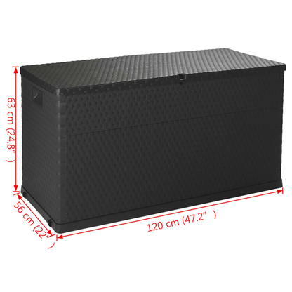 vidaXL Patio Storage Box Anthracite 47.2"x22"x24.8" PP Rattan