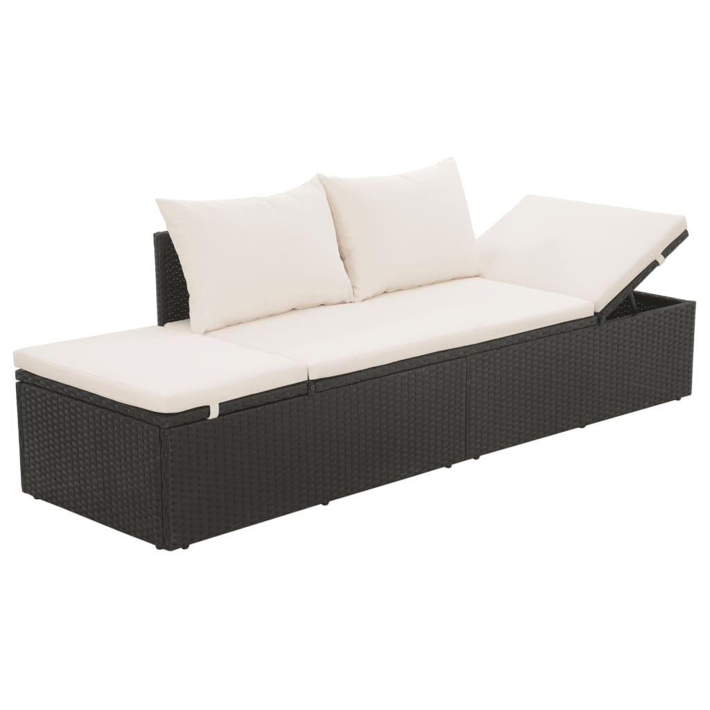 vidaXL Patio Bed Black 76.8"x23.6" Poly Rattan