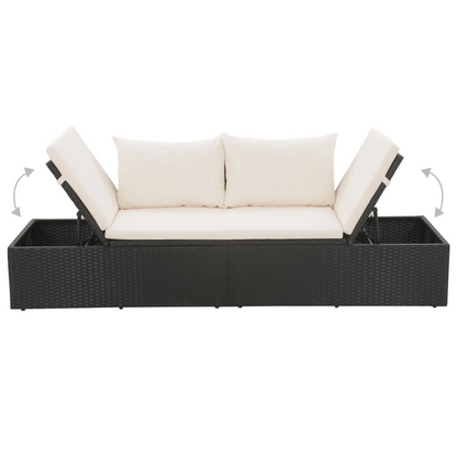 vidaXL Patio Bed Black 76.8"x23.6" Poly Rattan