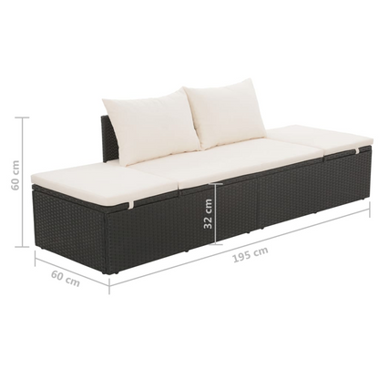 vidaXL Patio Bed Black 76.8"x23.6" Poly Rattan