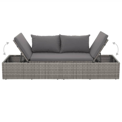 vidaXL Patio Bed Gray 76.8"x23.6" Poly Rattan