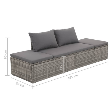 vidaXL Patio Bed Gray 76.8"x23.6" Poly Rattan