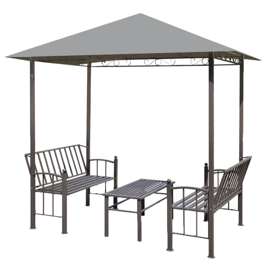 vidaXL Garden Pavilion with Table and Benches 8.2'x4.9'x7.8' Anthracite