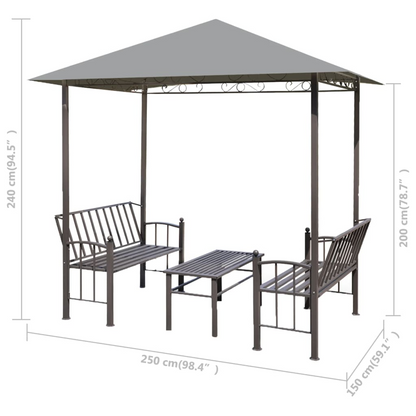 vidaXL Garden Pavilion with Table and Benches 8.2'x4.9'x7.8' Anthracite