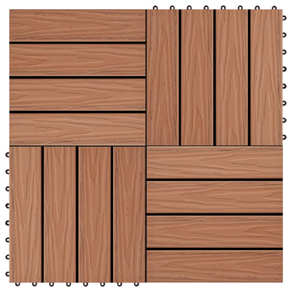 vidaXL 11 pcs Decking Tiles Deep Embossed WPC 11.8"x11.8" 1 sqm Light Brown