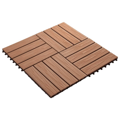 vidaXL 11 pcs Decking Tiles Deep Embossed WPC 11.8"x11.8" 1 sqm Light Brown