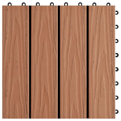 vidaXL 11 pcs Decking Tiles Deep Embossed WPC 11.8"x11.8" 1 sqm Light Brown