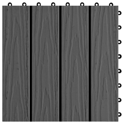 vidaXL 11 pcs Decking Tiles Deep Embossed WPC 11.8"x11.8" 1 sqm Black