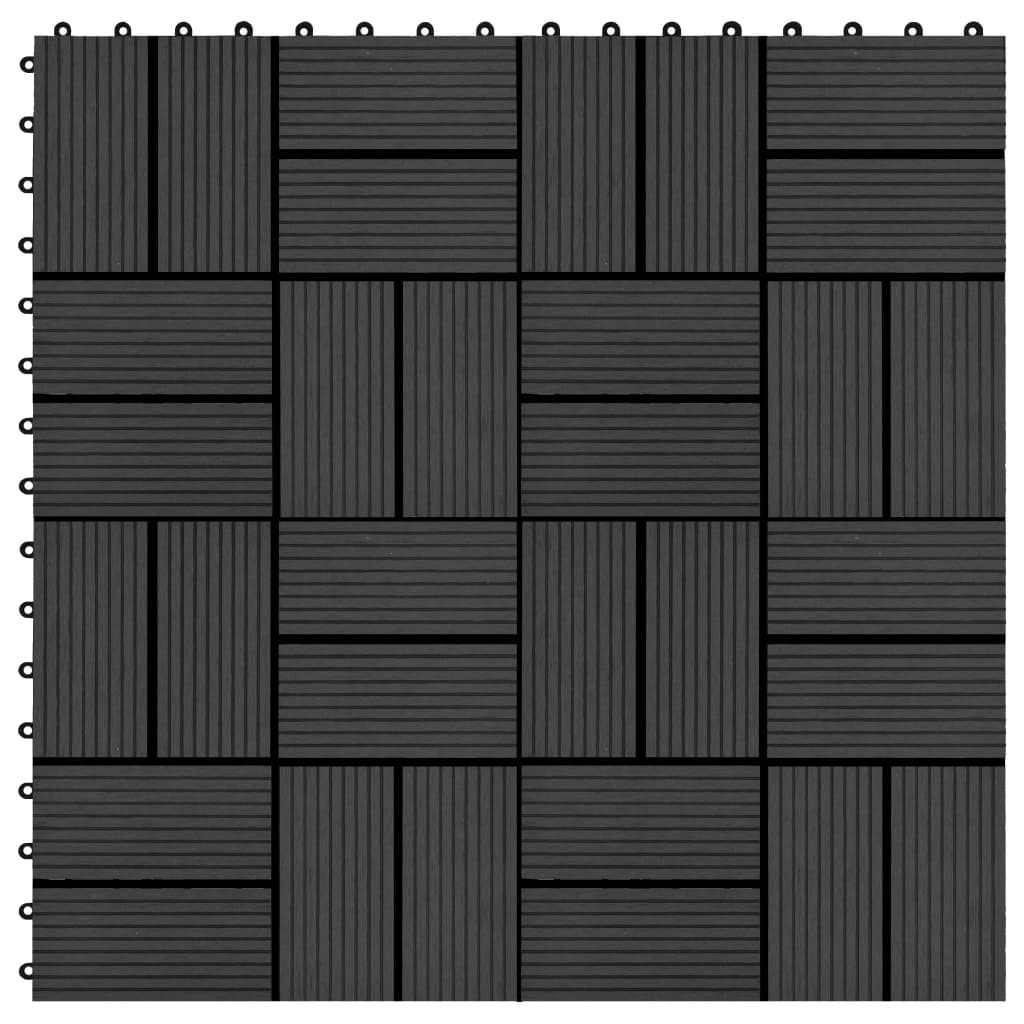 vidaXL 11 pcs Decking Tiles WPC 11.8"x11.8" 1 sqm Black