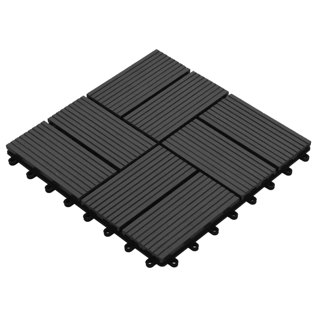 vidaXL 11 pcs Decking Tiles WPC 11.8"x11.8" 1 sqm Black