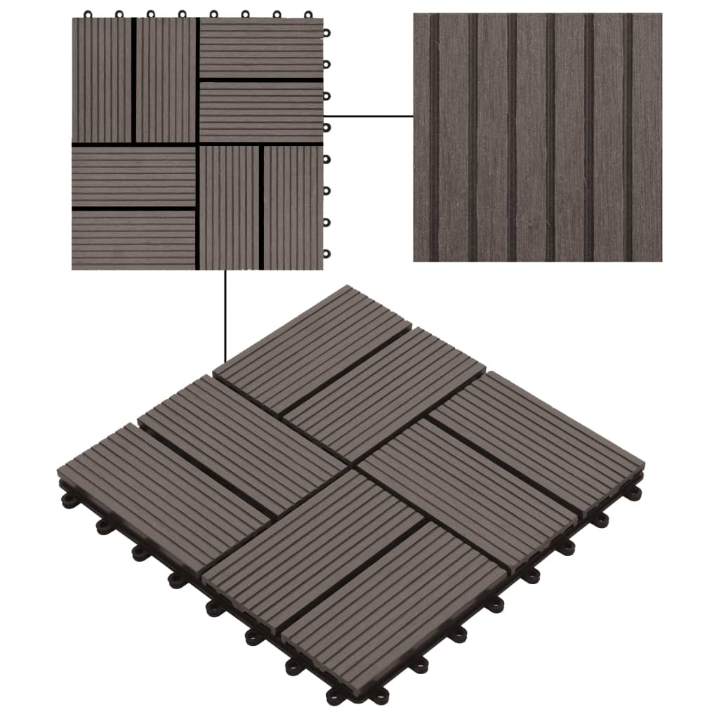 vidaXL 11 pcs Decking Tiles WPC 11.8"x11.8" 1 sqm Dark Brown