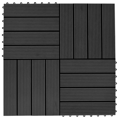 vidaXL 11 pcs Decking Tiles WPC 11.8"x11.8" 1 sqm Black