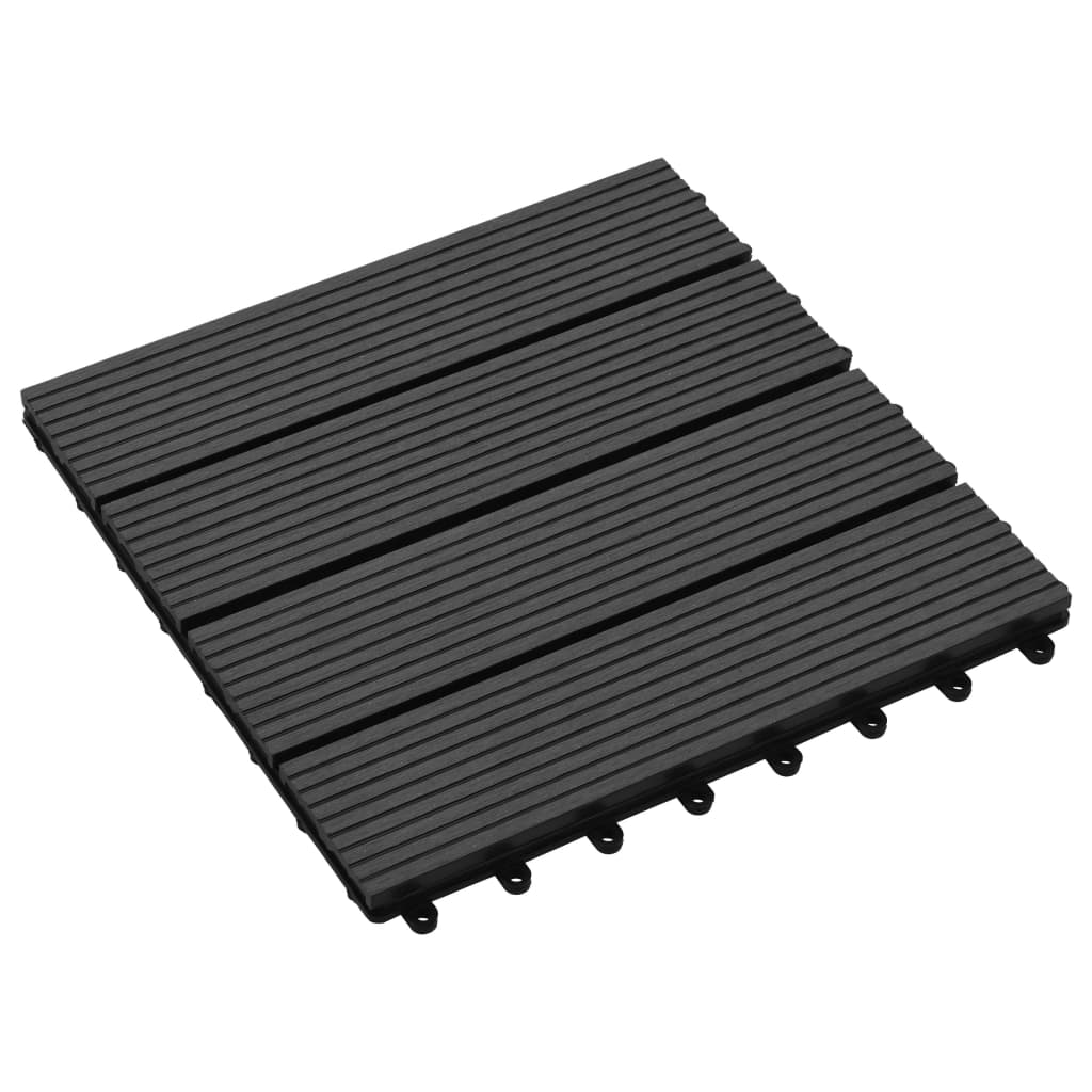 vidaXL 11 pcs Decking Tiles WPC 11.8"x11.8" 1 sqm Black