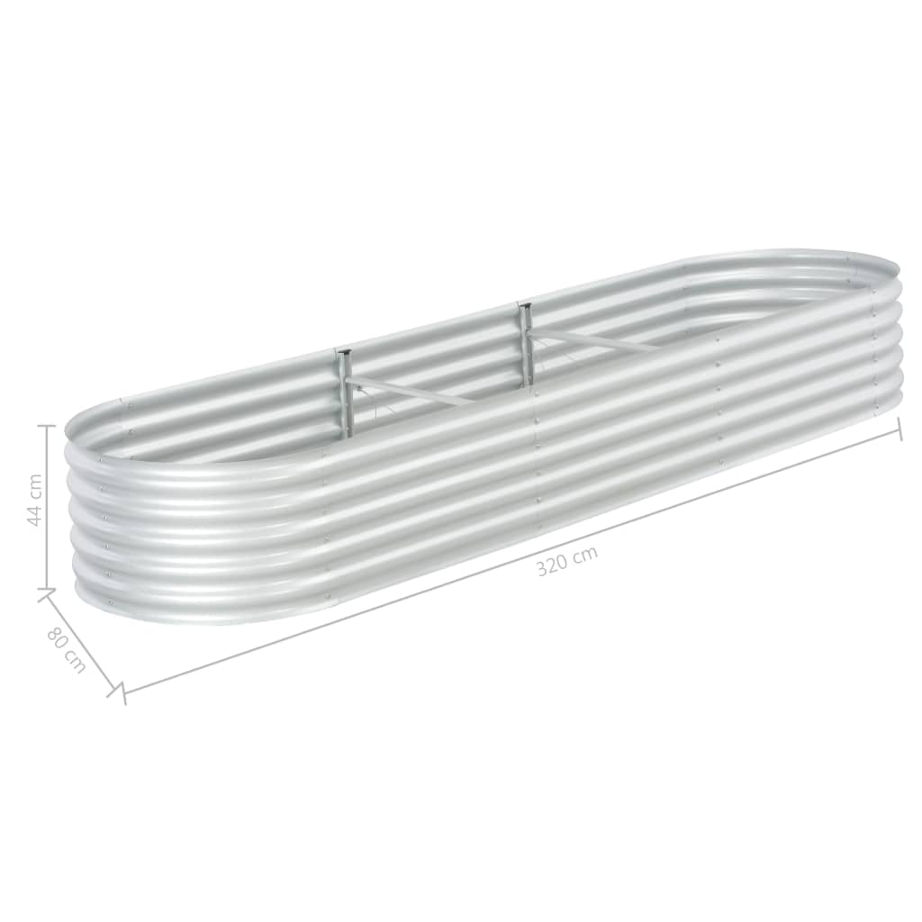 vidaXL Garden Raised Bed 126"x31.5"x17.3" Galvanized Steel Silver