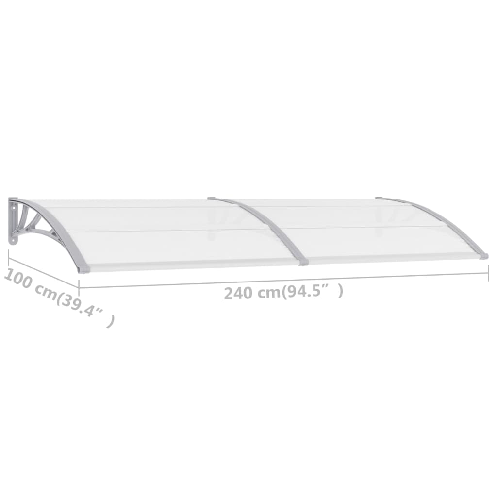 vidaXL Door Canopy Gray 94.5"x39.4" PC