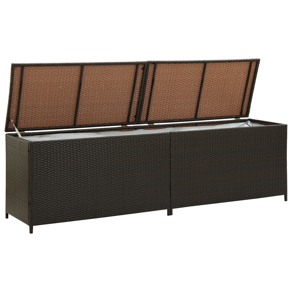 vidaXL Patio Storage Box Poly Rattan 78.7"x19.6"x23.6" Brown