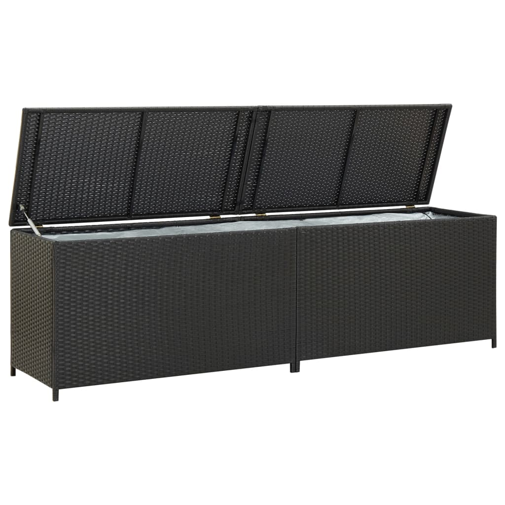 vidaXL Patio Storage Box Poly Rattan 78.7"x19.6"x23.6" Black