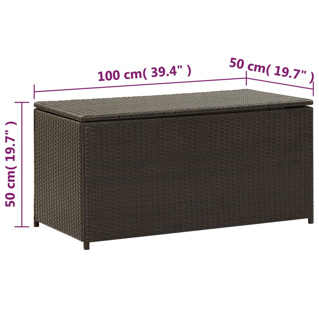 vidaXL Patio Storage Box Poly Rattan 39.3"x19.6"x19.6" Brown