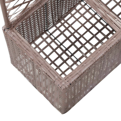 vidaXL Trellis Raised Bed with 2 Pots 22.8"x11.8"x42.1" Poly Rattan Brown