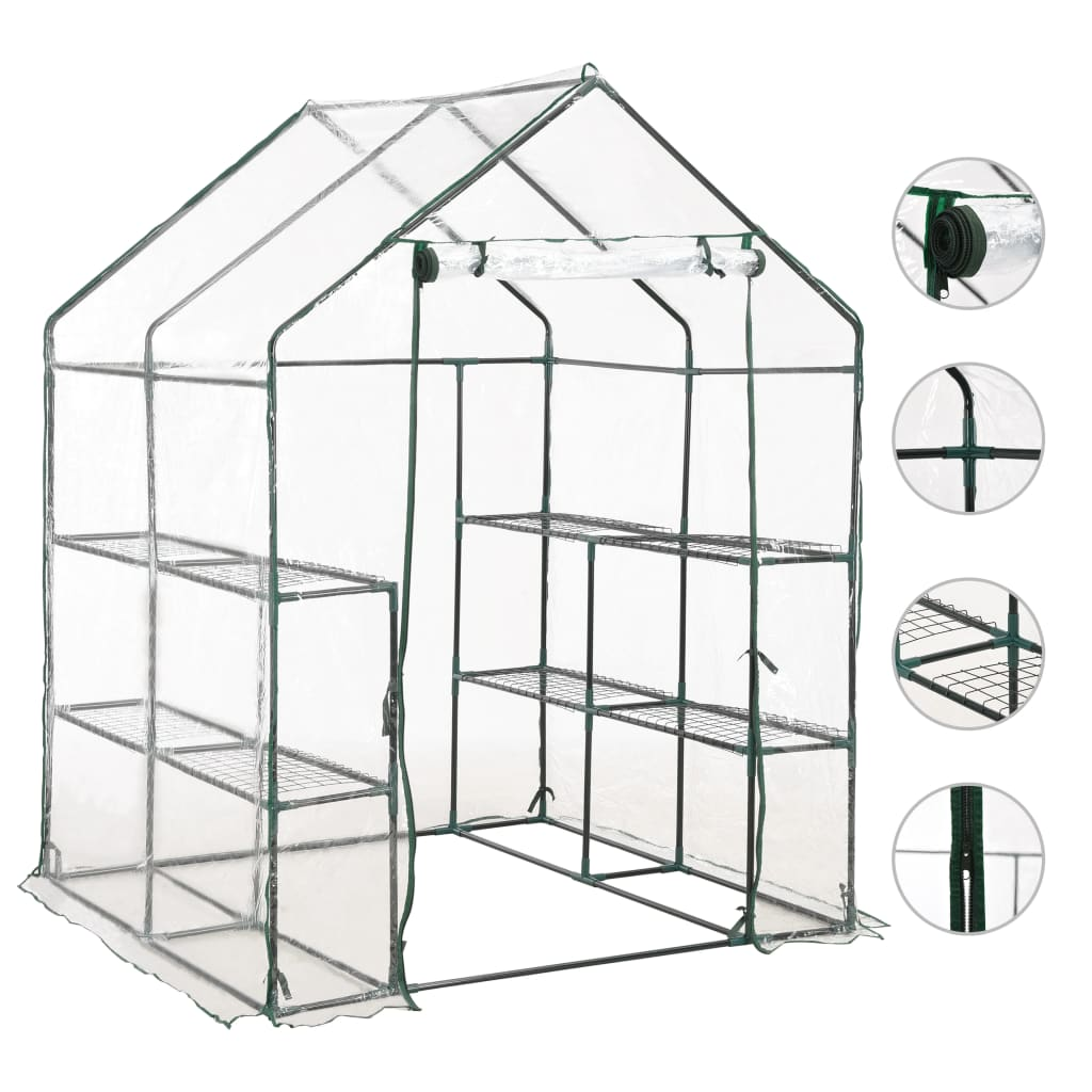 vidaXL Greenhouse with 8 Shelves 4.7'x4.7'x6.4'