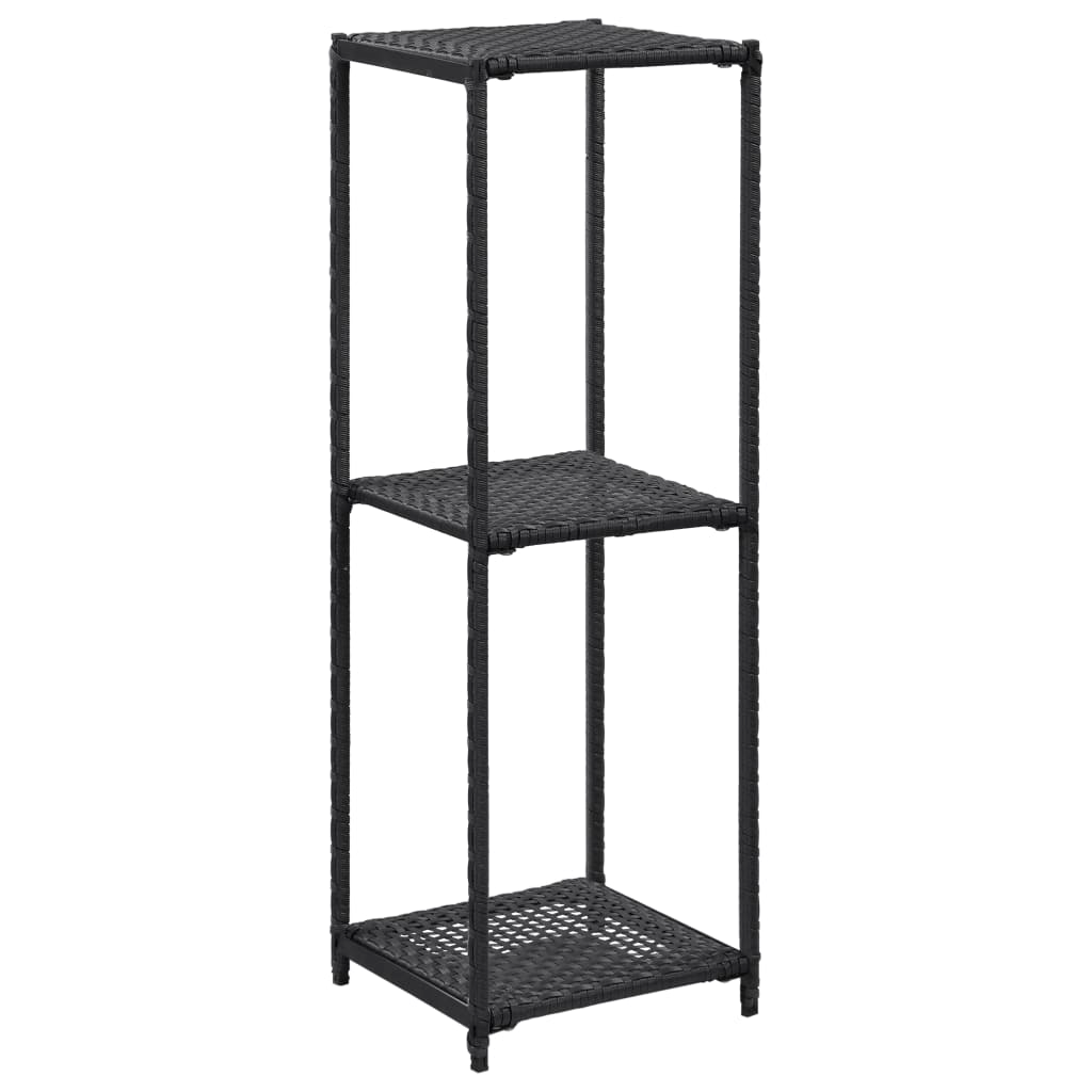 vidaXL Storage Shelf Black 11.8"x11.8"x35.4" Poly Rattan