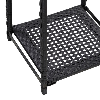 vidaXL Storage Shelf Black 11.8"x11.8"x35.4" Poly Rattan