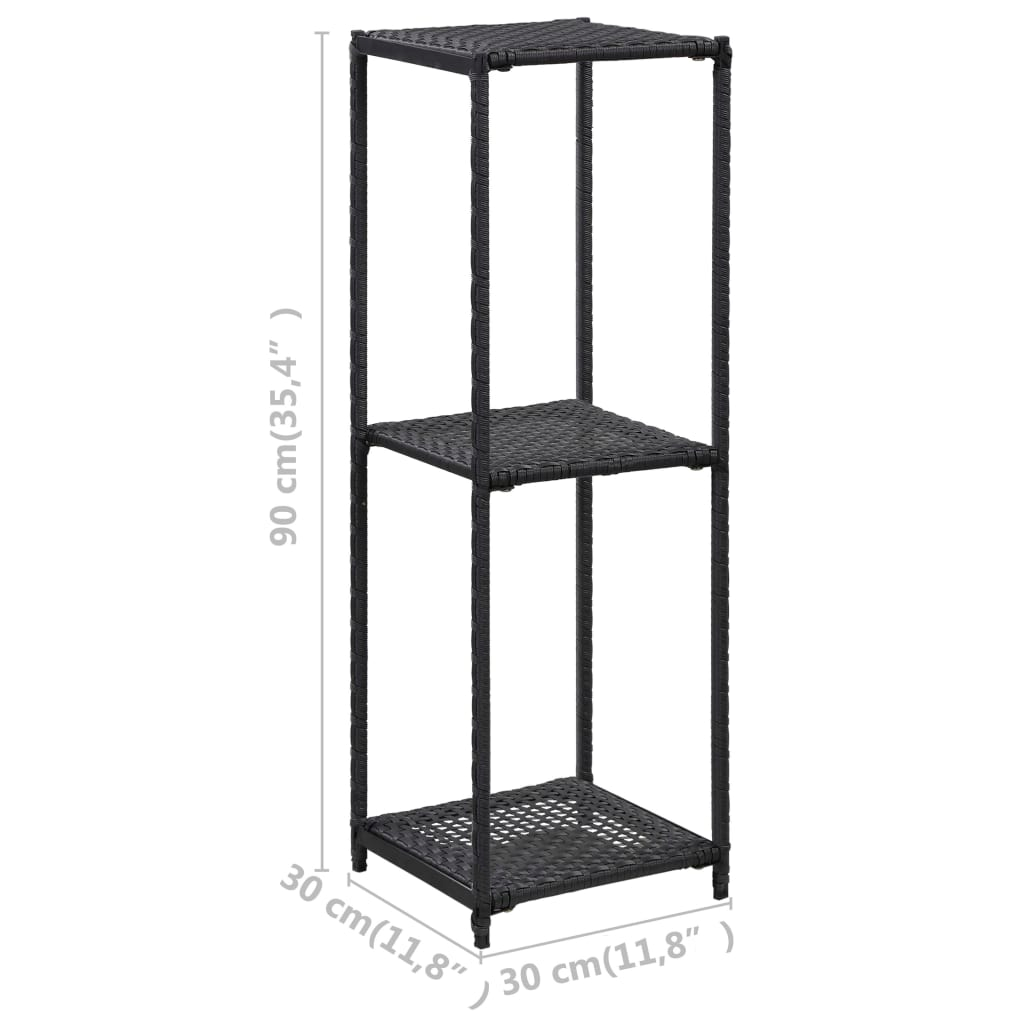 vidaXL Storage Shelf Black 11.8"x11.8"x35.4" Poly Rattan