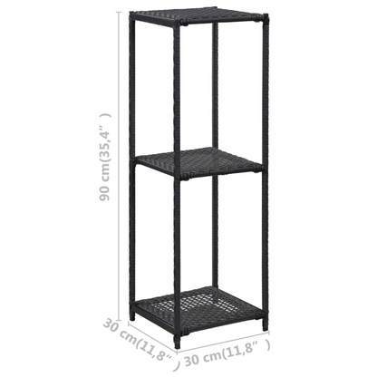 vidaXL Storage Shelf Black 11.8"x11.8"x35.4" Poly Rattan