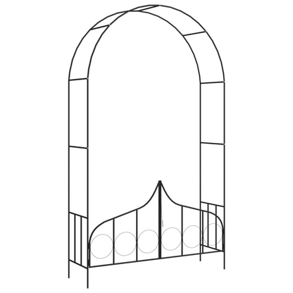 vidaXL Garden Arch with Gate Black 54.3"x15.7"x93.7" Iron