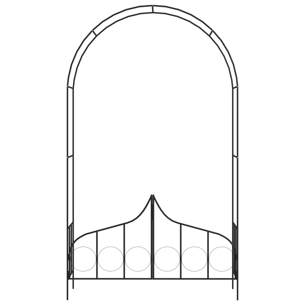 vidaXL Garden Arch with Gate Black 54.3"x15.7"x93.7" Iron