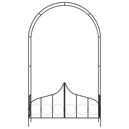 vidaXL Garden Arch with Gate Black 54.3"x15.7"x93.7" Iron