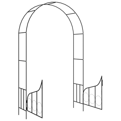 vidaXL Garden Arch with Gate Black 54.3"x15.7"x93.7" Iron