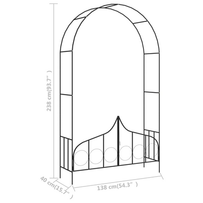 vidaXL Garden Arch with Gate Black 54.3"x15.7"x93.7" Iron