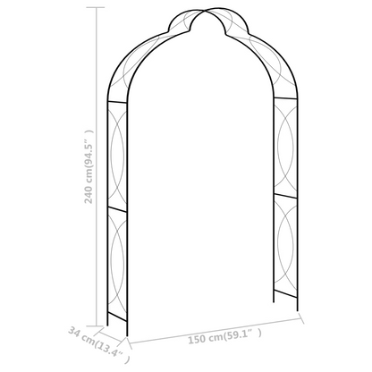 vidaXL Garden Arch Black 59.1"x13.4"x94.5" Iron