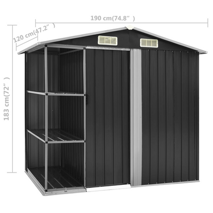 vidaXL Garden Shed with Rack Anthracite 80.7"x51.2"x72" Iron