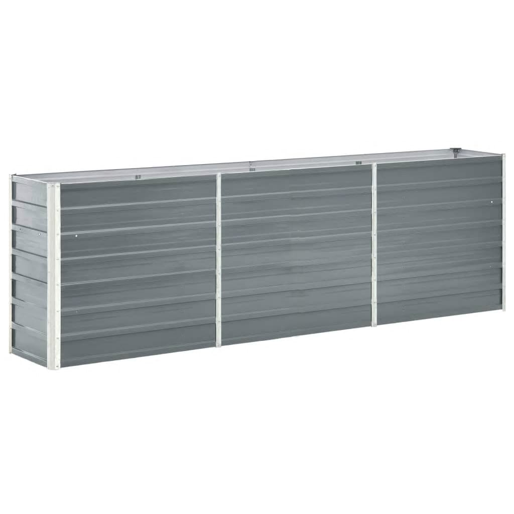 vidaXL Garden Raised Bed Galvanized Steel 94.5"x15.7"x30.3" Gray